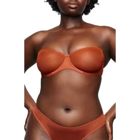 SKIMS Ultra Fine Mesh Strapless Bra Convertible Chili 32A - Picture 1 of 11